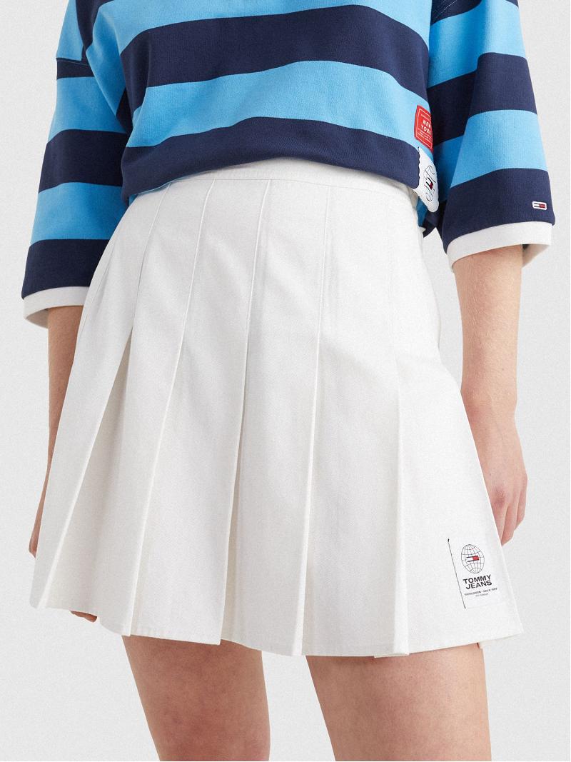 Női Tommy Hilfiger Pleated Tenisz Szoknya Fehér | HU 334JPQ